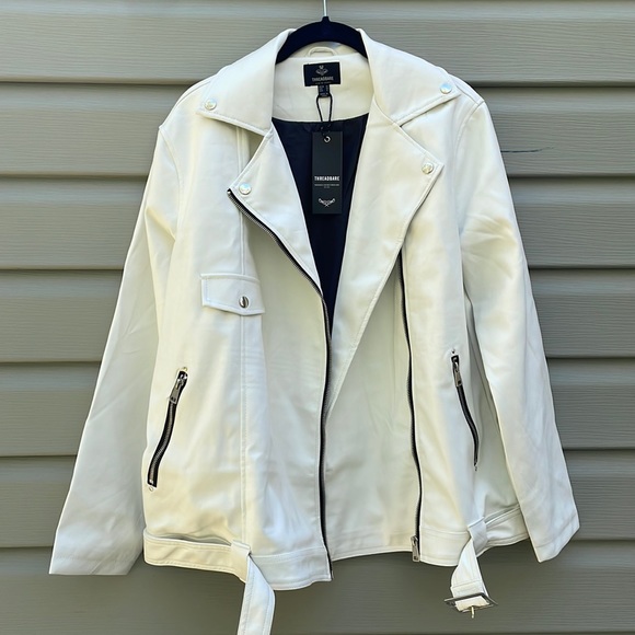 Threadbare White Faux Leather Moto Jacket